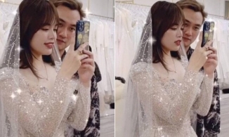 Anh Tuấn 'Phố trong làng' cùng bà xã kém 11 tuổi đi thử đồ cưới, nhan sắc cô dâu mới chiếm sóng