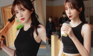 Ngọc Huyền 'Thương ngày nắng về' đẹp như nữ chính manga khi đi chơi bắn cung