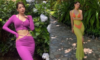 Chi Pu mặc như không mặc, nội y hồng rực lộ như in trên váy