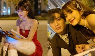 Vân Vân 'Thương ngày nắng về' lên đồ o ép vòng 1 selfie với 'ông chú' Doãn Quốc Đam