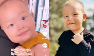 Biểu cảm ngại ngùng 'chuẩn men' của Leon nhà Hà Hồ khi được quan tâm vồ vập