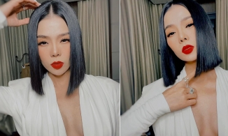Ngoài 40, Lệ Quyên tự tin mặc áo khoe chân ngực