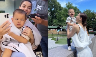 Khoảnh khắc 'bất ổn' của Leon nhà Hồ Ngọc Hà khi được mẹ cho đi 'tút tát nhan sắc'