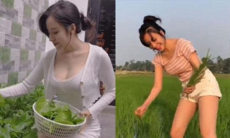 'Đỏ mặt' với thời trang làm vườn, đi cấy của bà Tưng - Lê Thị Huyền Anh