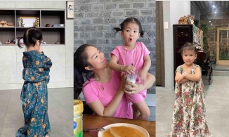 Góc sáng tạo: Lê Phương “stylist” đầm hoa cho con gái 2 tuổi từ áo của mình
