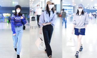 Thời trang sân bay trẻ trung của 'Chúc Anh Đài' Đổng Khiết