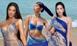 Thuỳ Tiên, Kim Duyên và Đỗ Thị Hà cùng diện váy 'sóng nước' với tham vọng vươn ra biển lớn