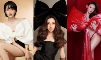 Hoa hậu Thuỳ Tiên và dàn sao Việt 'biến hình' thành gói quà với nơ khổng lồ dịp Giáng sinh