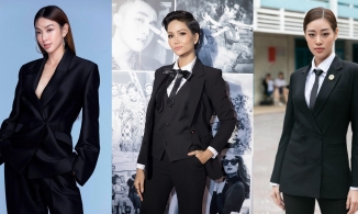 Chán váy điệu, dàn Hậu Việt rủ nhau diện suit đen: Thuỳ Tiên áp đảo nhờ khoe 'nội dung' chất lượng
