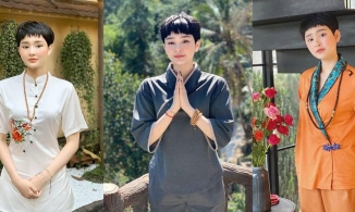 Ngoài trang phục golf, Hiền Hồ còn có BST đồ lam đi chùa nhưng lại gây khó chịu với một chi tiết