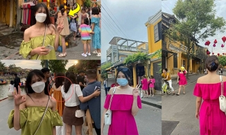 Áo trễ vai và đầm hồng là 2 món đồ dễ 'đụng hàng' khi dạo chơi trên phố cổ Hội An