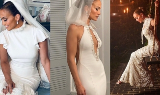 Jennifer Lopez diện váy cưới may từ 1000 mảnh vải nhỏ: Sự chú ý dồn cả vào vòng 3 trứ danh