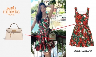 Góc bóc giá: Đỗ Mỹ Linh diện set đồ ngót 350 triệu đồng khi vi vu trời Tây cùng con trai bầu Hiển