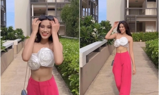 Đỗ Thị Hà mặc độc một chiếc áo bra ra đường