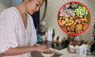 Thanh Hằng làm bún đậu mẹt chuẩn vị, Quang Vinh khoe “cơm nhà” chỉ thấy cá mà không thấy cơm