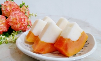 Cách làm thạch đu đủ cốt dừa ngon mà đẹp mắt, xắt miếng không bị vỡ