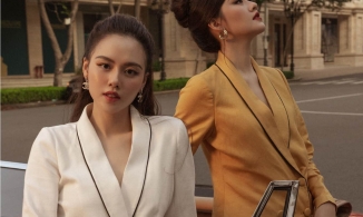 Thời trang 'chị chị em em' của Á hậu Tường San và em chồng tương lai