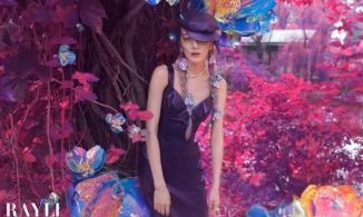 Địch Lệ Nhiệt Ba lạc vào xứ sở thần tiên trên bìa tạp chí thời trang