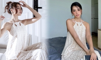 Tiểu Vy và Ninh Dương Lan Ngọc mặc chung bộ đồ ren cổ yếm gợi cảm