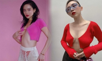 Tóc Tiên và Cô em Trendy Khánh Linh 'đụng' chiếc áo mong manh chỉ sợ tuột