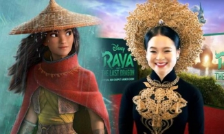 Nữ diễn viên đầu tiên được lồng tiếng cho Disney mặc áo dài trên thảm đỏ