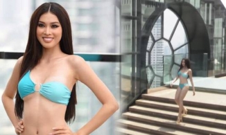 Á hậu Ngọc Thảo suýt ngã vì bước hụt tại Miss Grand International
