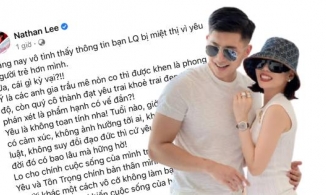 Nathan Lee lên tiếng bênh vực khi Lệ Quyên bị nói 'dại trai bỏ chồng'