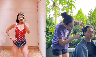 Đàm Thu Trang cắt tóc cho chồng, Châu Bùi được ví như Song Hye Kyo