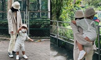 Xa chồng nửa năm, hình ảnh Hòa Minzy tần tảo cõng con đi chơi khiến fan xúc động