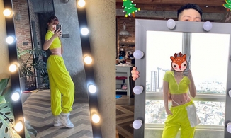 Khởi My khoe múi bụng săn chắc nhưng điểm nhấn lại là 'chiếc gương chạy bằng cơm'