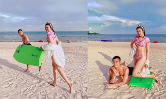 Jun Phạm - Thúy Ngân như đi tuần trăng mật: Chàng cơ bắp lực lưỡng, nàng khoe dáng quyến rũ