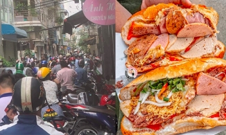 Bánh mì Ô môi Bà Huynh hậu tách khỏi Huỳnh Hoa: Khách xếp hàng dài kín đường, 4 giờ đã hết hàng