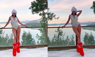 Phạm Hương diện bikini đi bốt đỏ tạo dáng giữa mùa đông lạnh giá, netizen bình luận: 'Phản cảm'