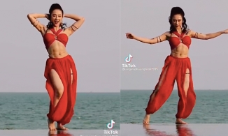 Angela Phương Trinh đăng clip múa bụng bốc lửa trên TikTok, lộ rõ cơ bụng 6 múi săn chắc
