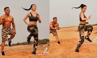 Angela Phương Trinh khoe thân hình lực sĩ 'rực lửa' trên đồi cát trước mặt Phạm Văn Mách