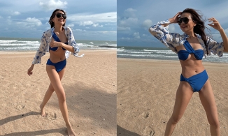 U40 Thanh Hằng nhập đường đua khoe dáng bên bờ biển, thân hình khiến netizen chấn động'