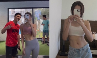 Đỗ Thị Hà tự tin cởi áo khoe thành quả tập luyện