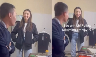 Quang Linh Vlogs đứng hình 5 giây khi Thùy Tiên hỏi 'Sao chỉ follow mình em?'