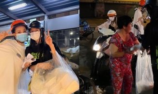 Hoa hậu Tiểu Vy dắt Á hậu Phương Nhi đi làm từ thiện giữa đêm