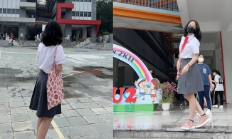 Vợ Hồng Đăng đưa con gái lớn đi nhập học ở trường mới, vắng bóng chồng