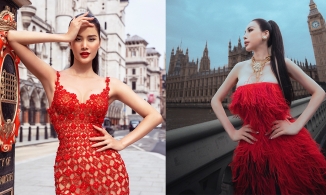 Người mẫu Hương Ly, Hoa hậu Hoàng Dung 'rực lửa' tại London Fashion Week 2022