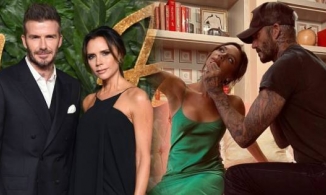 David Beckham tô son cho bà xã trong hậu trường chụp hình quảng cáo