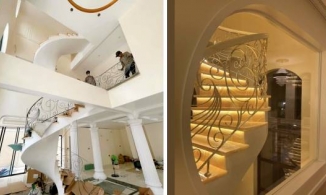 Sau cái cổng 3,6 tỷ, Lệ Quyên dát vàng cho cầu thang biệt thự triệu đô