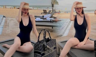 Á hậu Tường San lần đầu diện áo tắm sau khi lên chức mẹ ở tuổi 21