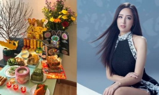 Mai Phương Thúy hồn nhiên cúng ông Công ông Táo bằng bún đậu 