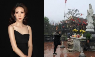 Lều Phương Anh đi chùa cầu bình an, cảm tạ trời Phật