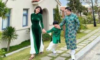 Ngọc Lan chụp ảnh cùng con trai và người đàn ông lạ mặt, tay trong tay như một gia đình