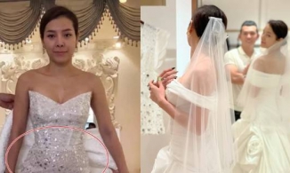 Đi thử váy cưới, Phương Trinh Jolie tự tin để mặt mộc nhưng sao bụng lùm lùm là thế này