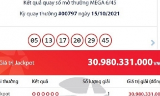 Một người ở Hà Tĩnh trúng giải Jackpot của Vietlott trị giá hơn 30 tỷ đồng