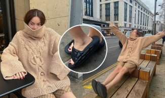 Hà Hồ diện quần ngắn dép lê dạo phố London, mặt thì đôi mươi nhưng gót chân đúng tuổi U40 rồi
